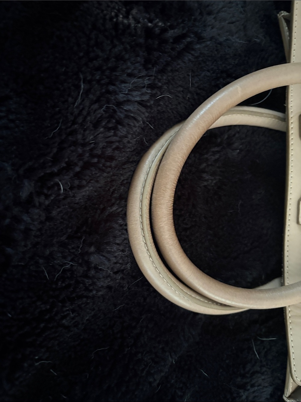 Beige large Luggage Tote - Beige Suede & Leather - Picture 4 of 8